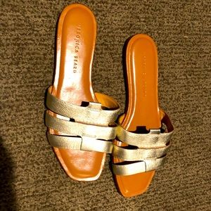 Veronica Beard Casey Metallic Slides